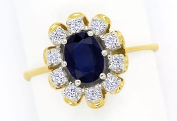 Foto 1 - Diamantring mit 0,75ct blauem Saphir und Brillanten 14K, S1334