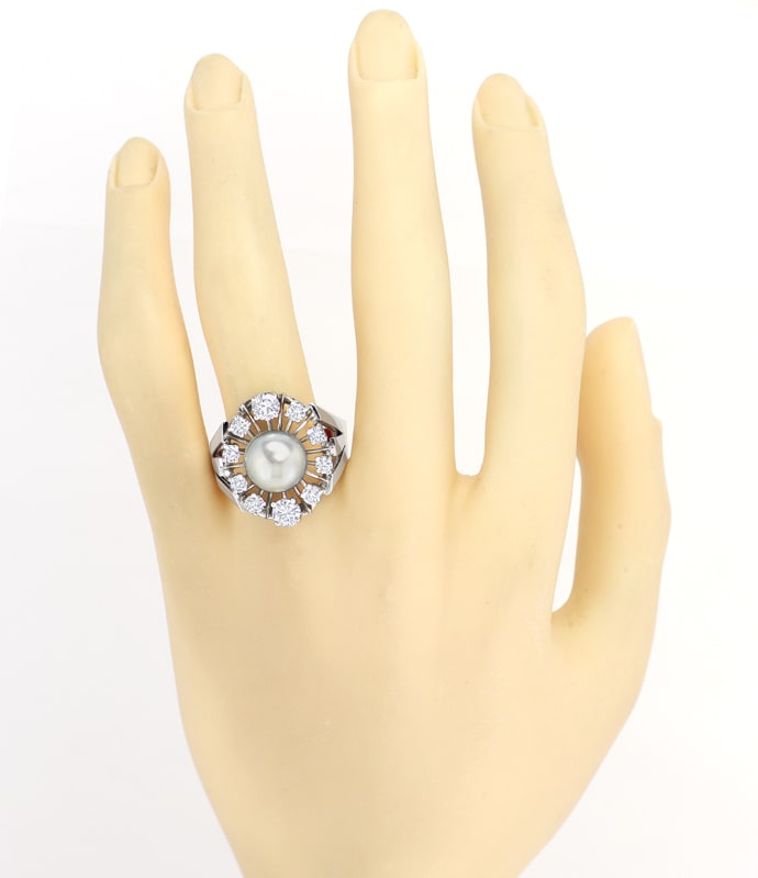 Foto 4 - Weißgold-Ring 10mm Spitzen Perle und 1,22ct Brillanten, S8876
