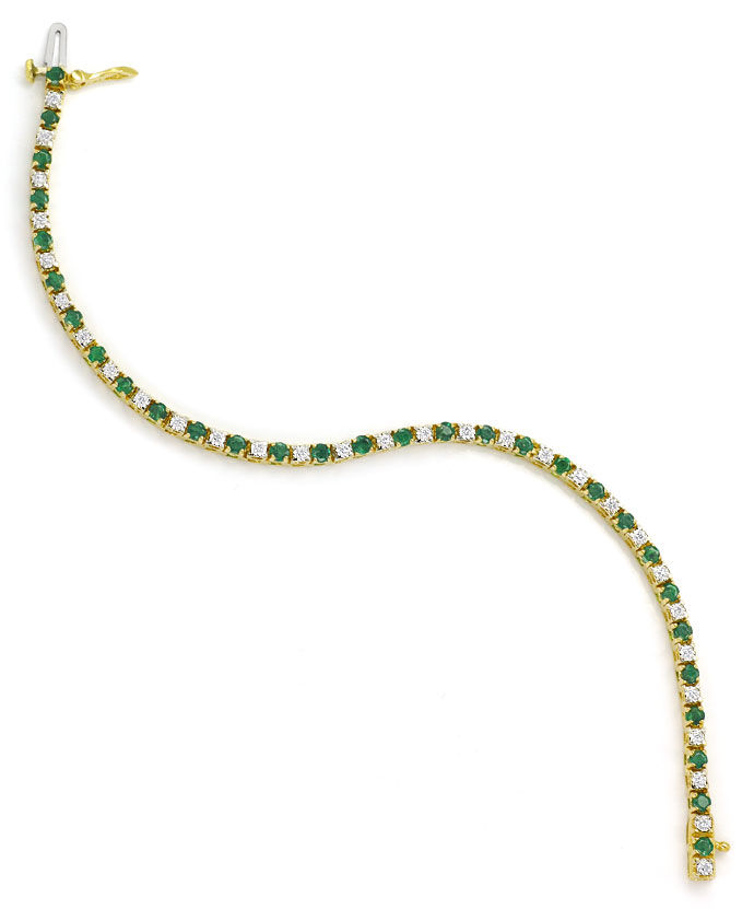 Foto 3 - Tennisarmband mit 30 Diamanten und 30 Smaragden in Gold , S9729